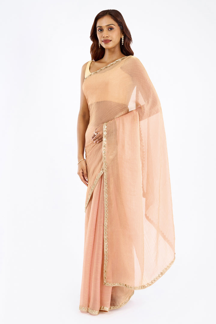 Pragnya Pastel pink Shimmer Chiffon Saree