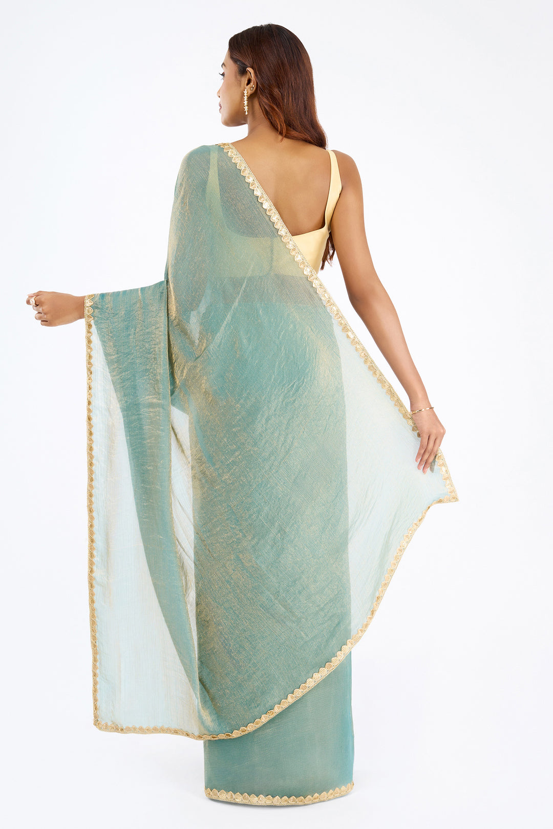 Deetya Blue Shimmer Chiffon Saree