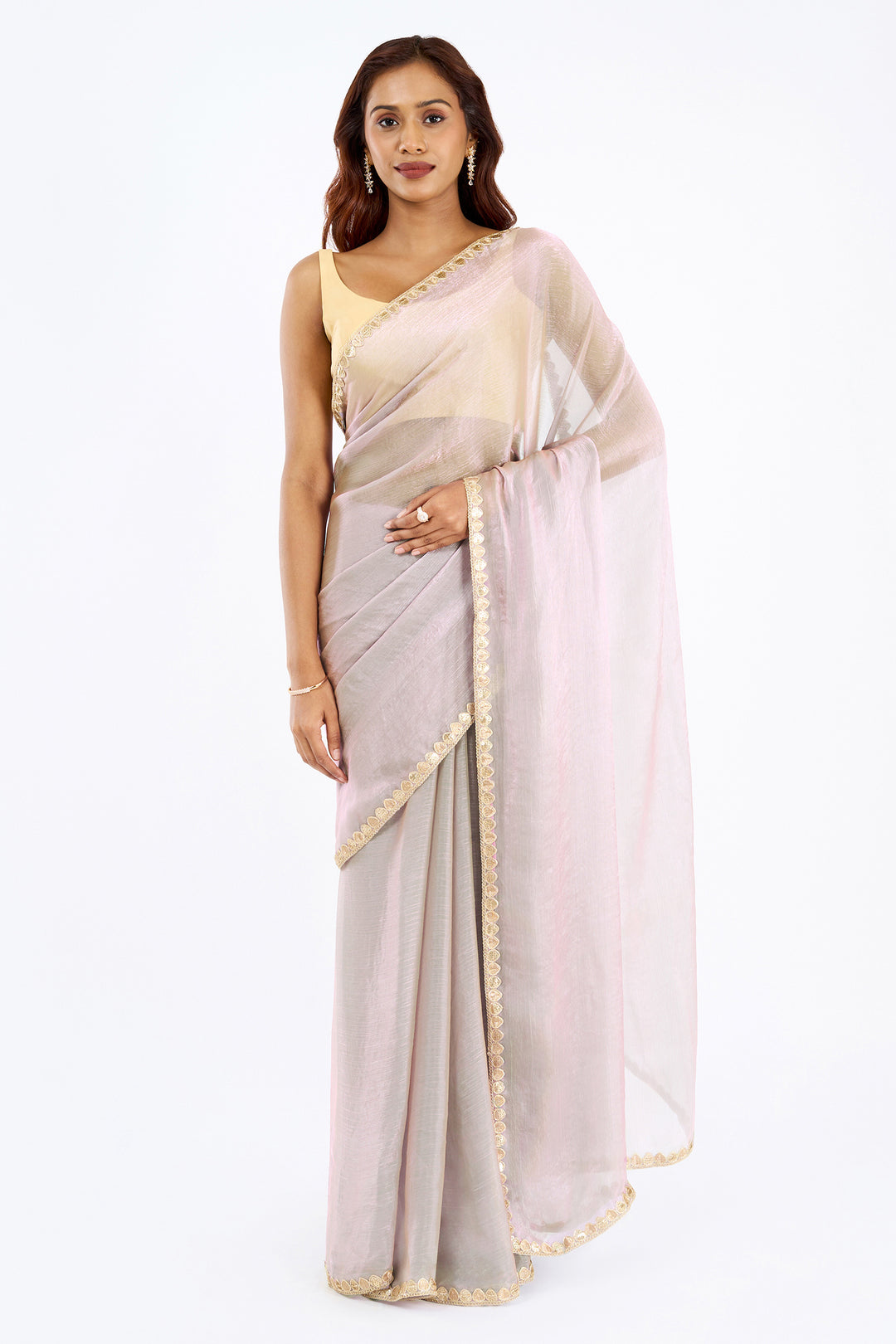 Trilaya Lilac Shimmer Chiffon Saree