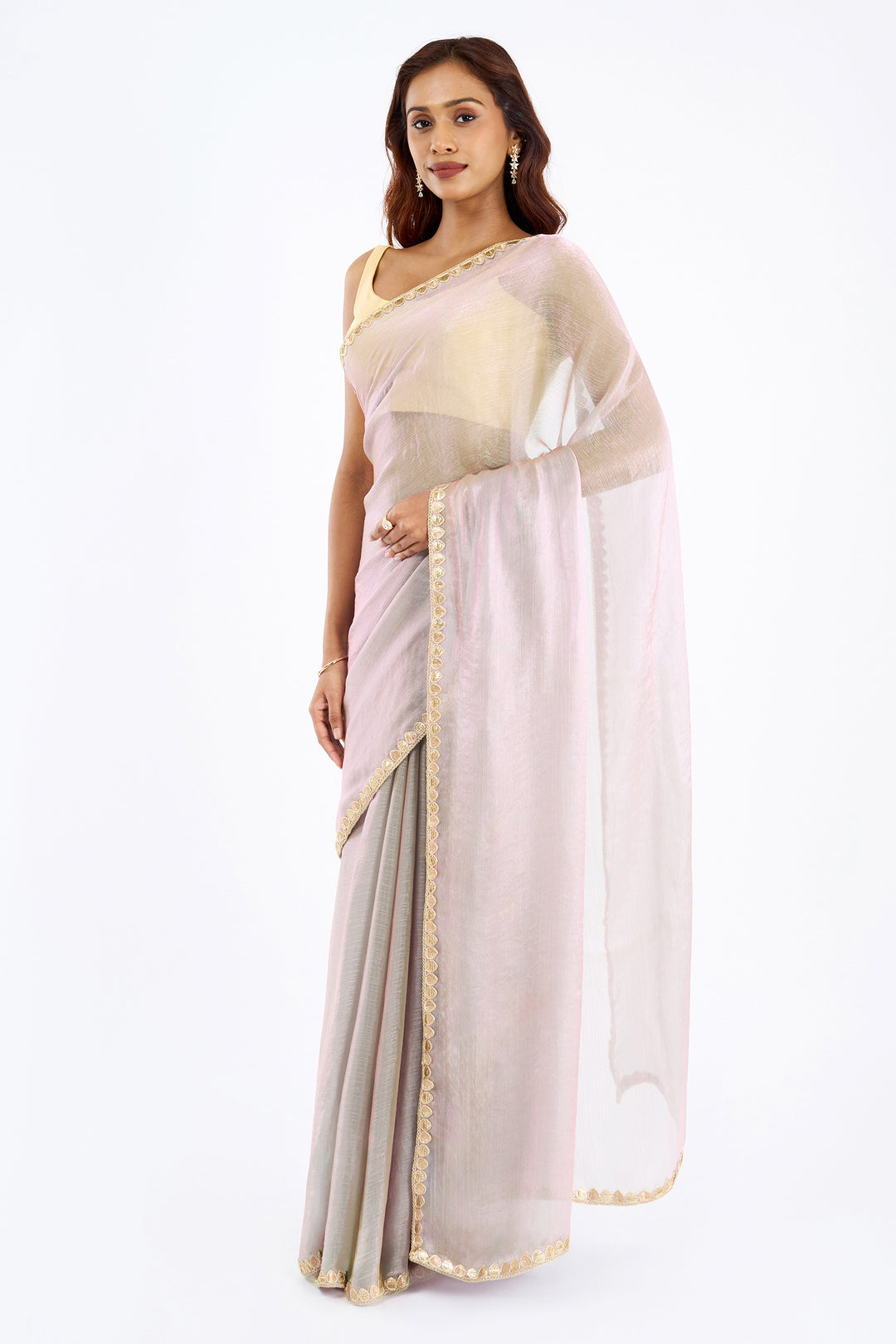 Trilaya Lilac Shimmer Chiffon Saree