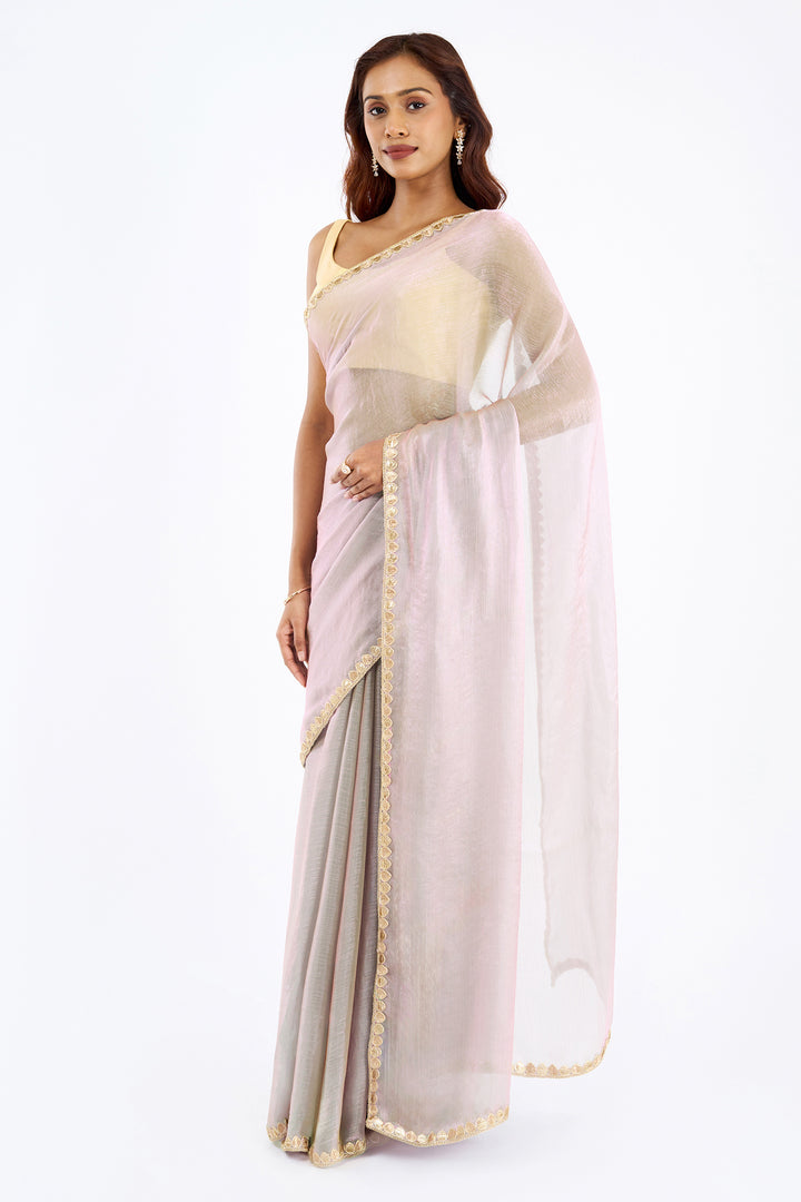 Trilaya Lilac Shimmer Chiffon Saree