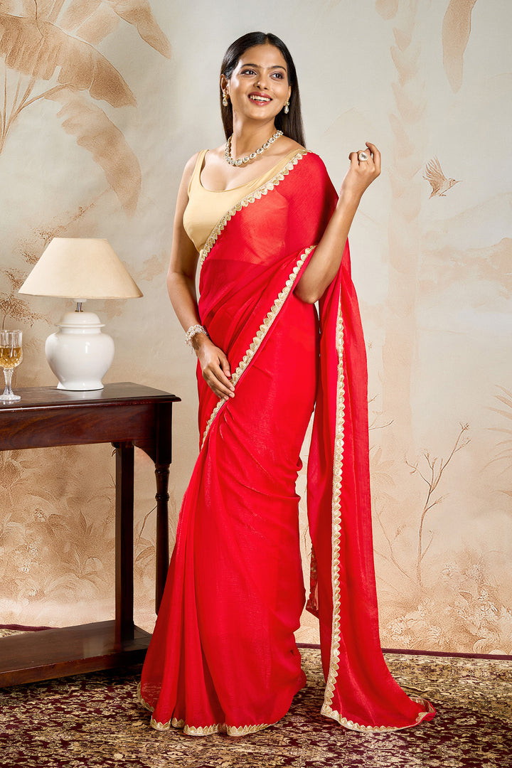 Yamika Fuchsia Pink Shimmer Chiffon Saree