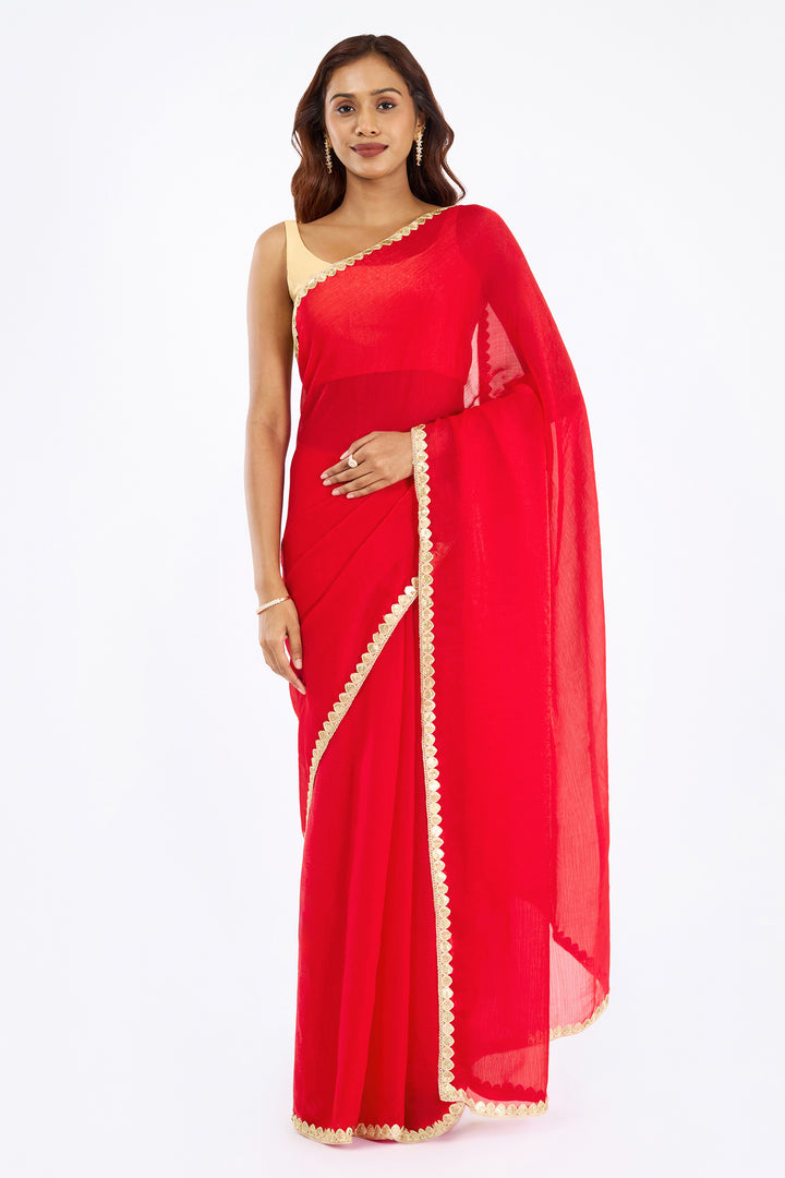 Yamika Fuchsia Pink Shimmer Chiffon Saree