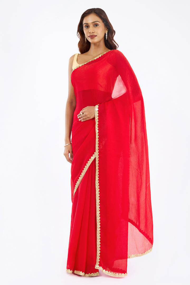 Yamika Fuchsia Pink Shimmer Chiffon Saree