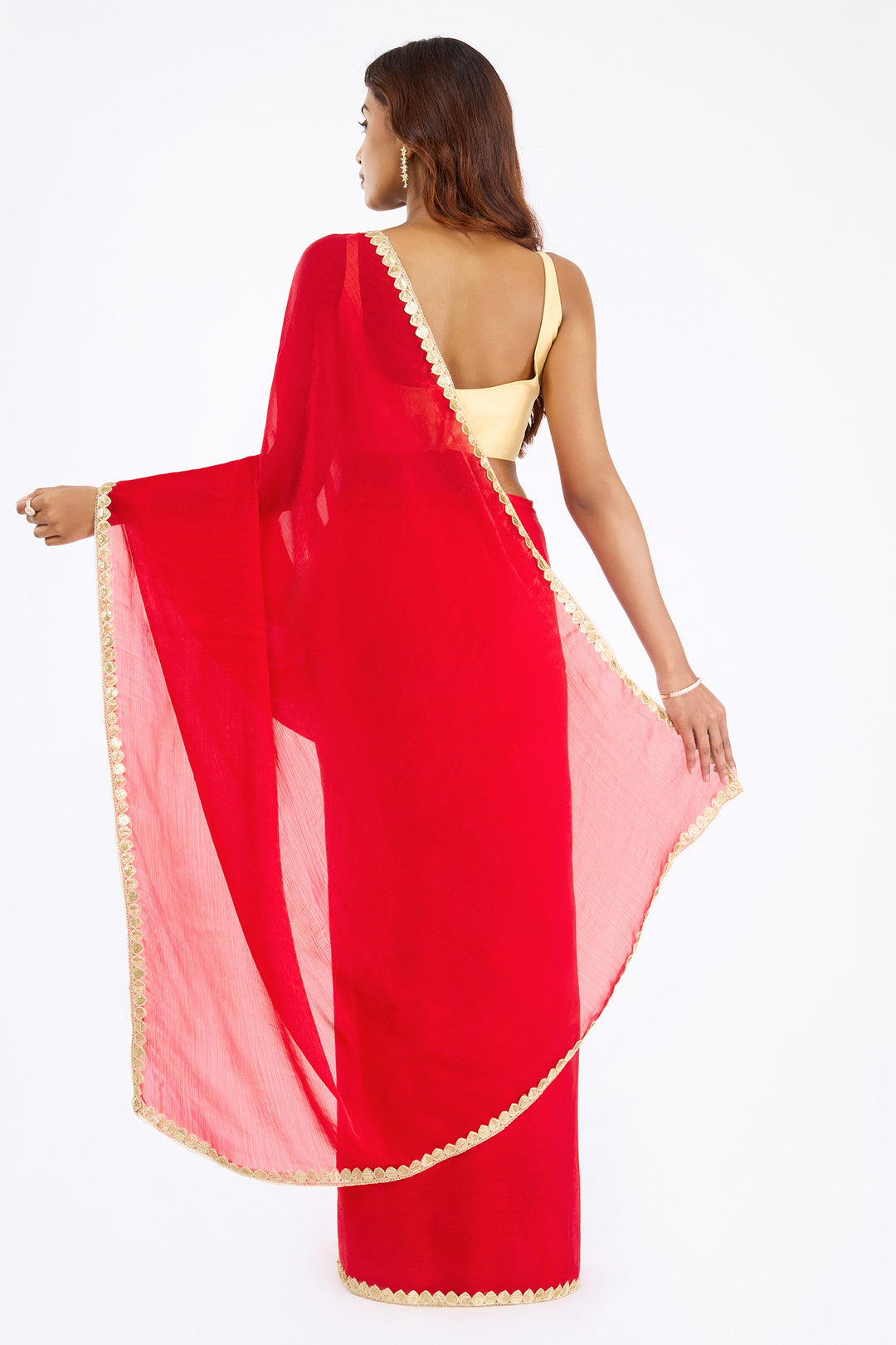 Yamika Fuchsia Pink Shimmer Chiffon Saree