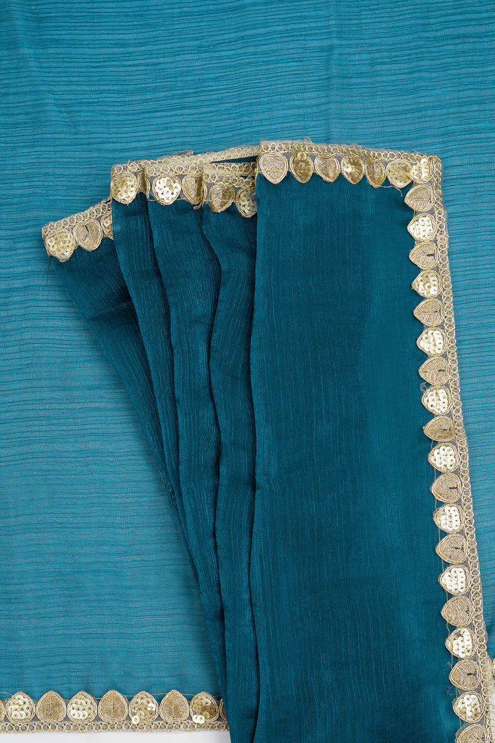 Ushnavi Dark Blue Shimmer Chiffon Saree