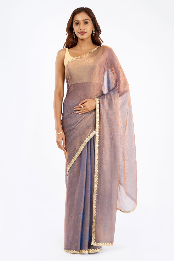Divira copper Shimmer Chiffon Saree