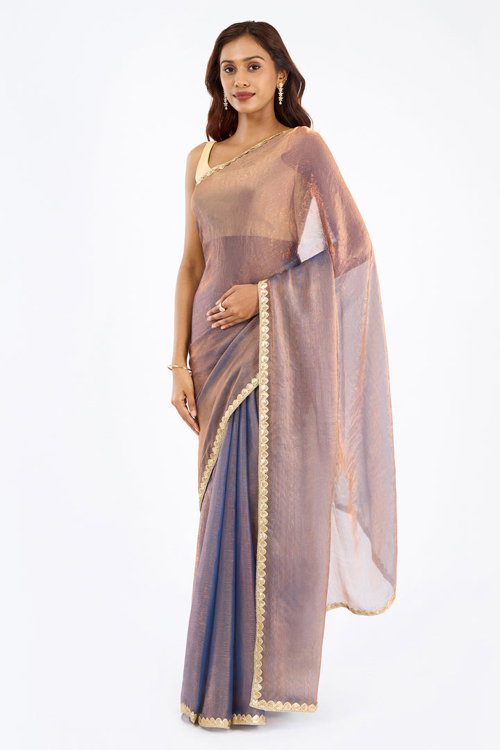 Divira copper Shimmer Chiffon Saree