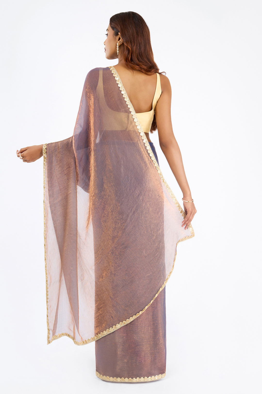 Divira copper Shimmer Chiffon Saree