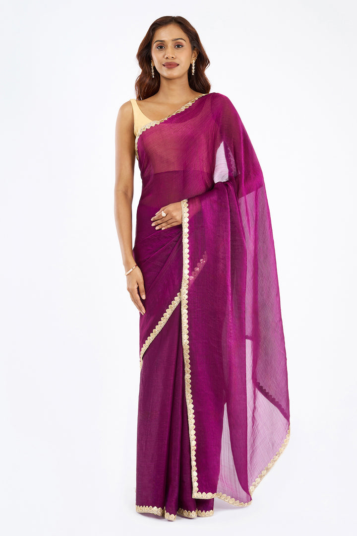 Harshika Magenta Shimmer Chiffon Saree