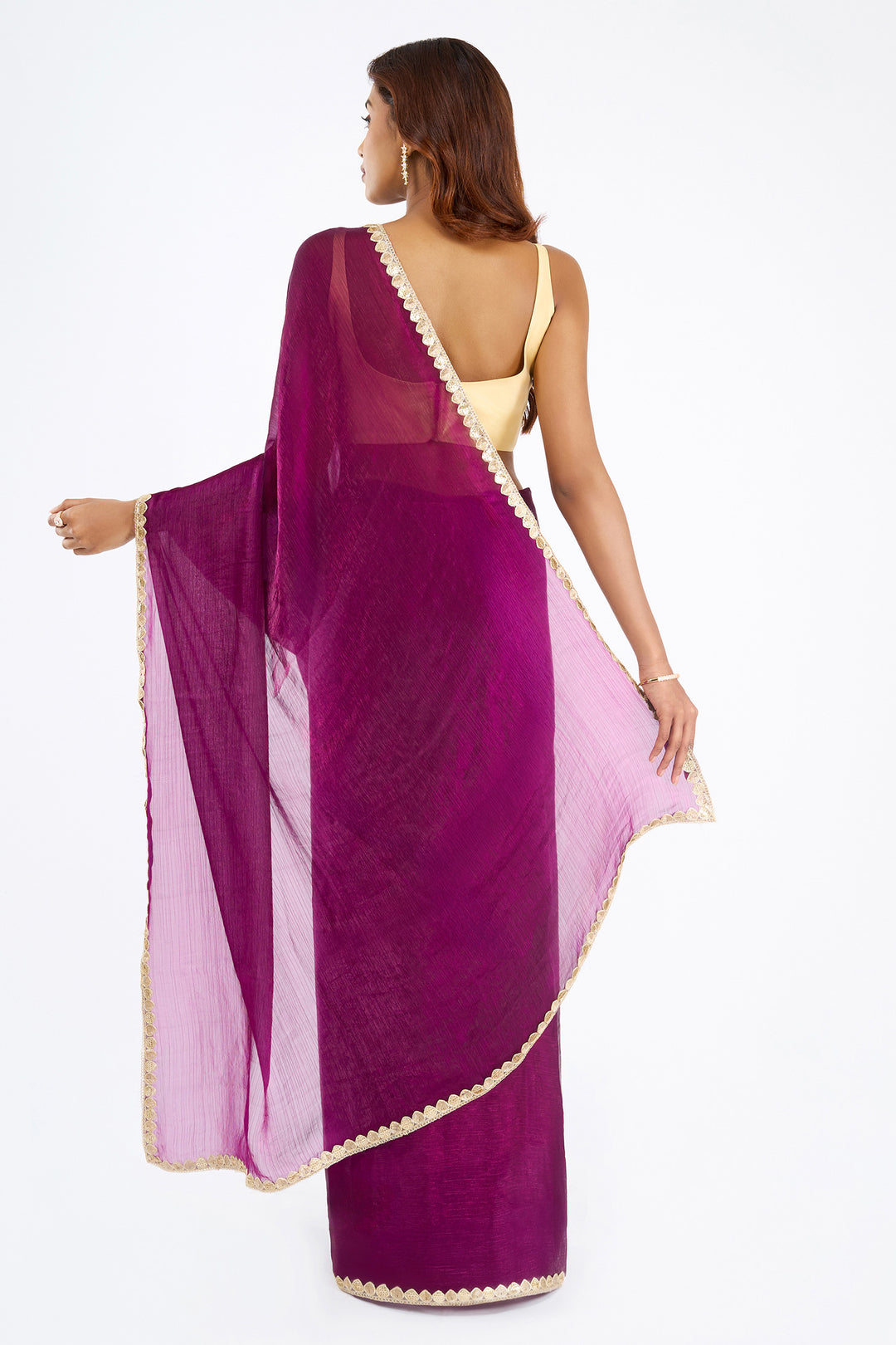 Harshika Magenta Shimmer Chiffon Saree