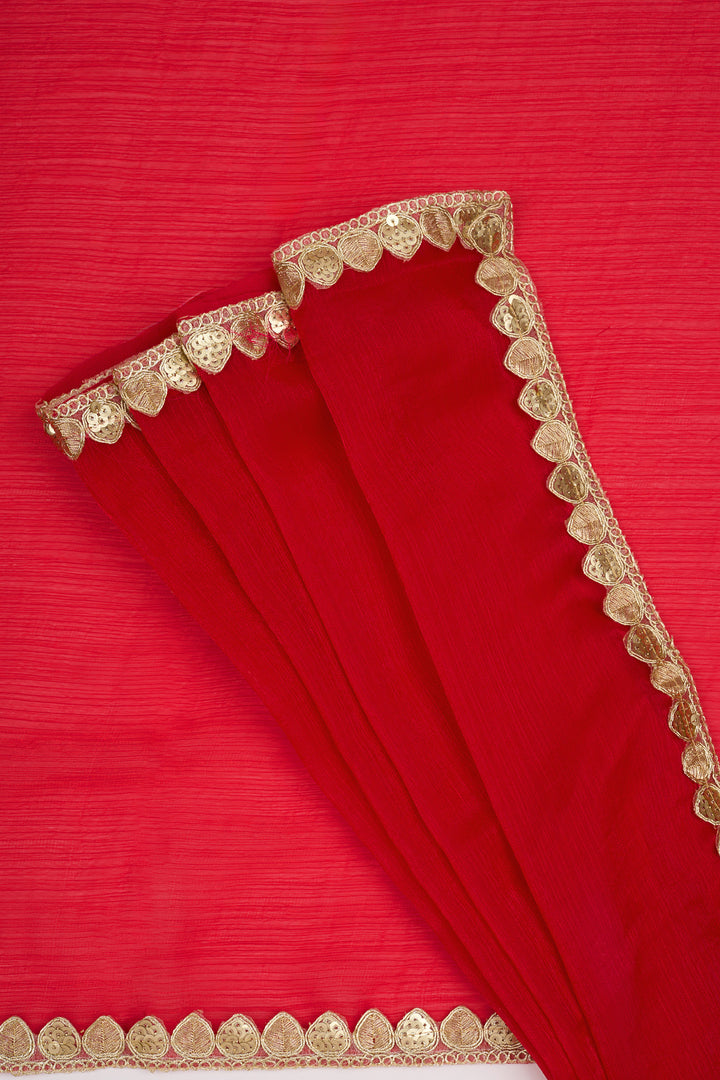 Tithira Red Shimmer Chiffon Saree