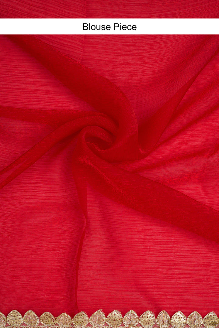 Tithira Red Shimmer Chiffon Saree