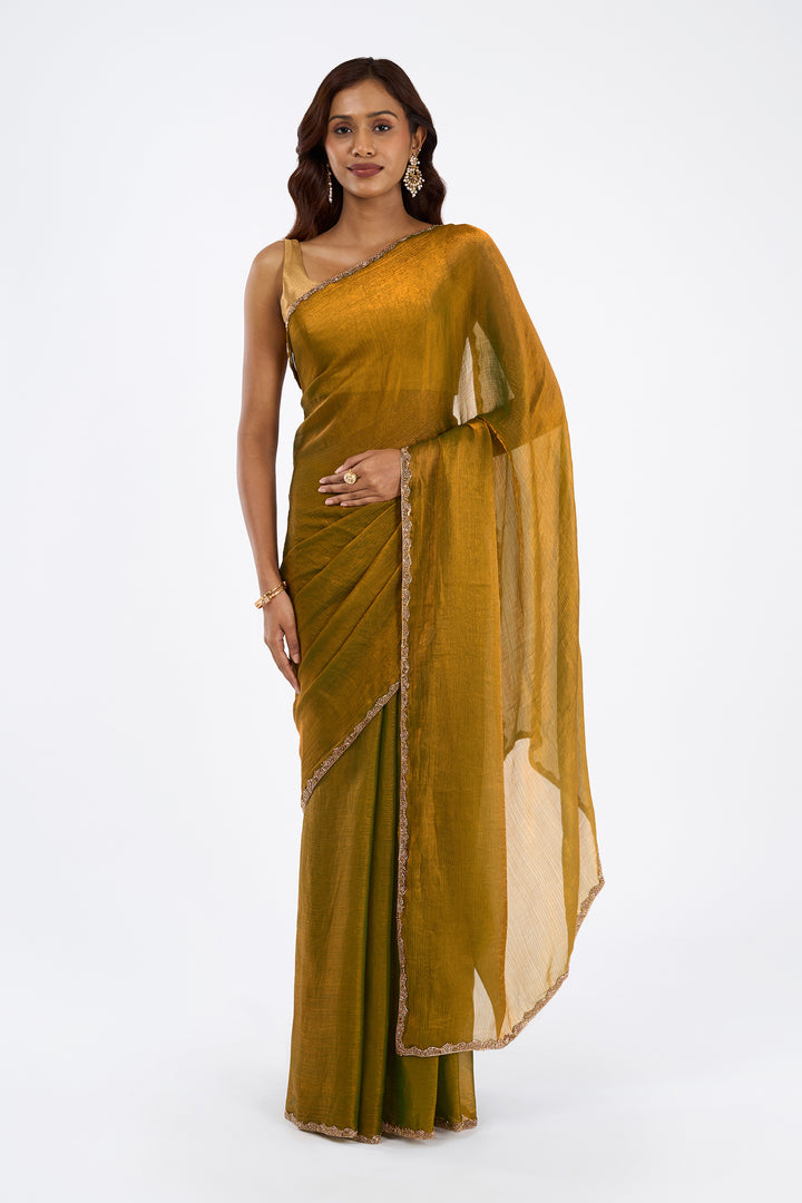Paviksha Copper Shimmer Chiffon Saree