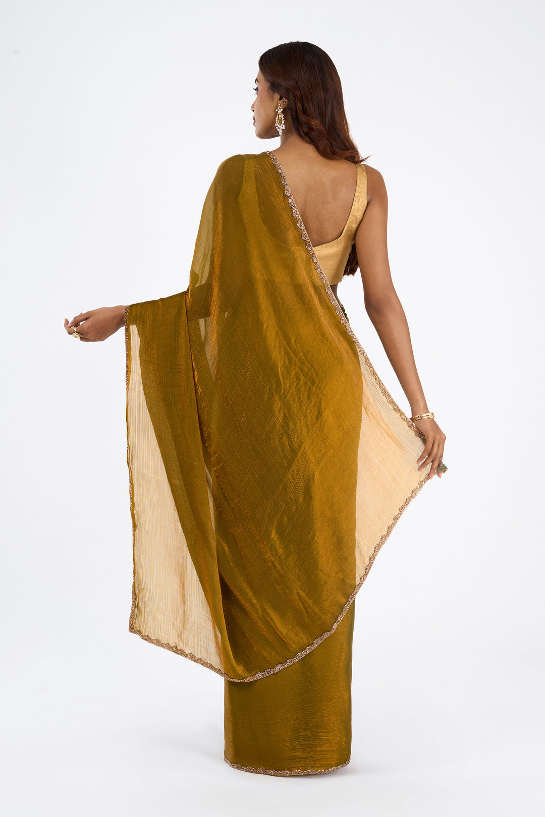 Paviksha Copper Shimmer Chiffon Saree