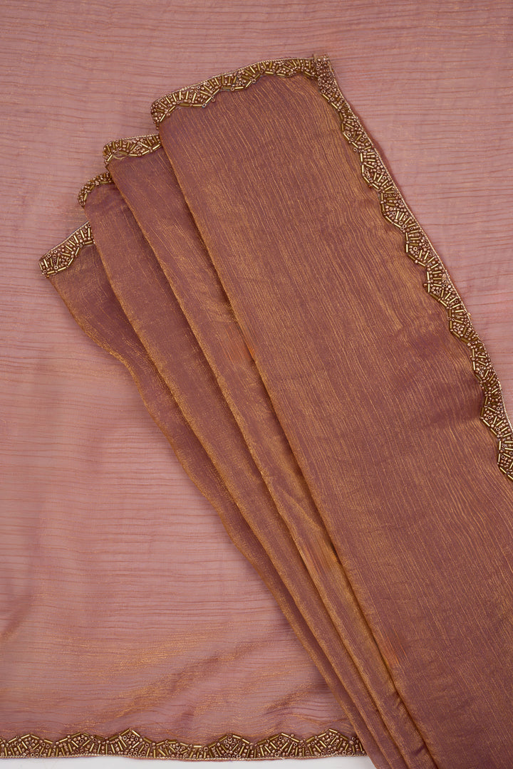 Kavyisha Rosegold Shimmer Chiffon Saree