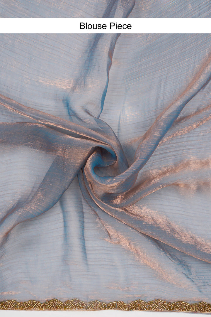 Yugtaara Copper blue Chiffon Saree