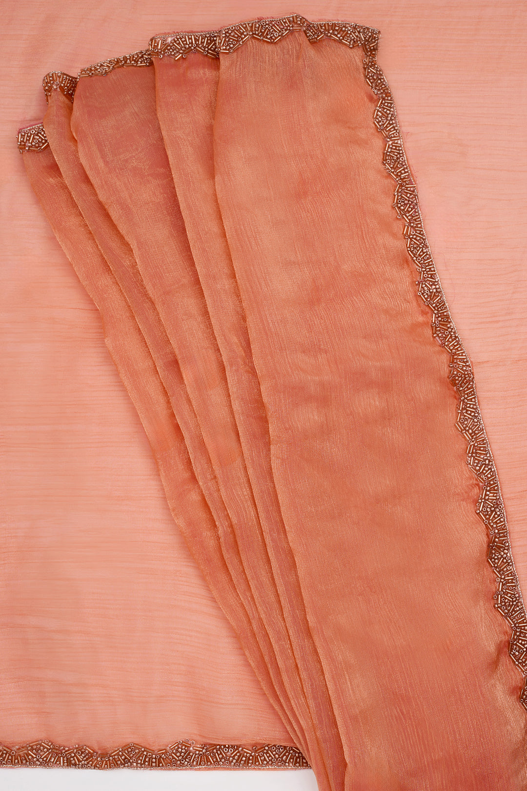 Rajatika Peach Shimmer Chiffon Saree