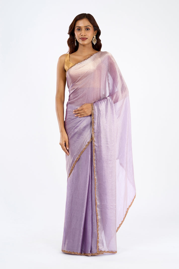 Shubhamita Lavender Shimmer Chiffon Saree