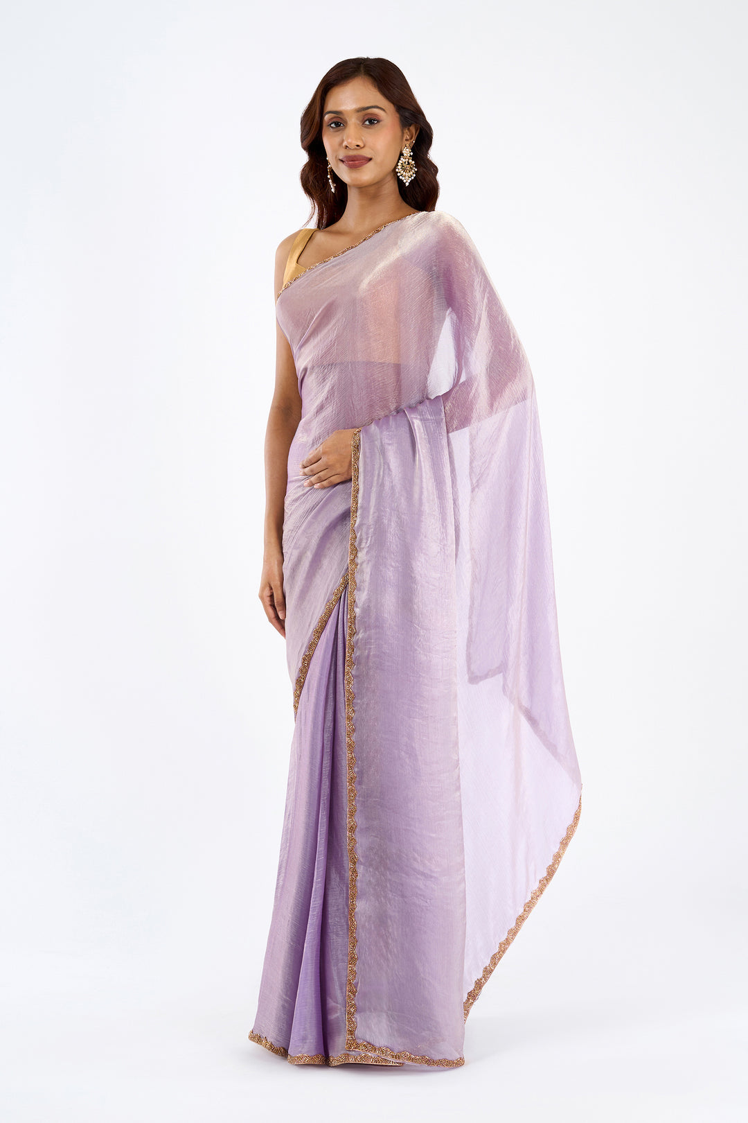 Shubhamita Lavender Shimmer Chiffon Saree