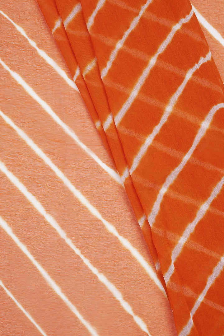Teejh Levana Chiffon Rust Orange Leheriya Saree