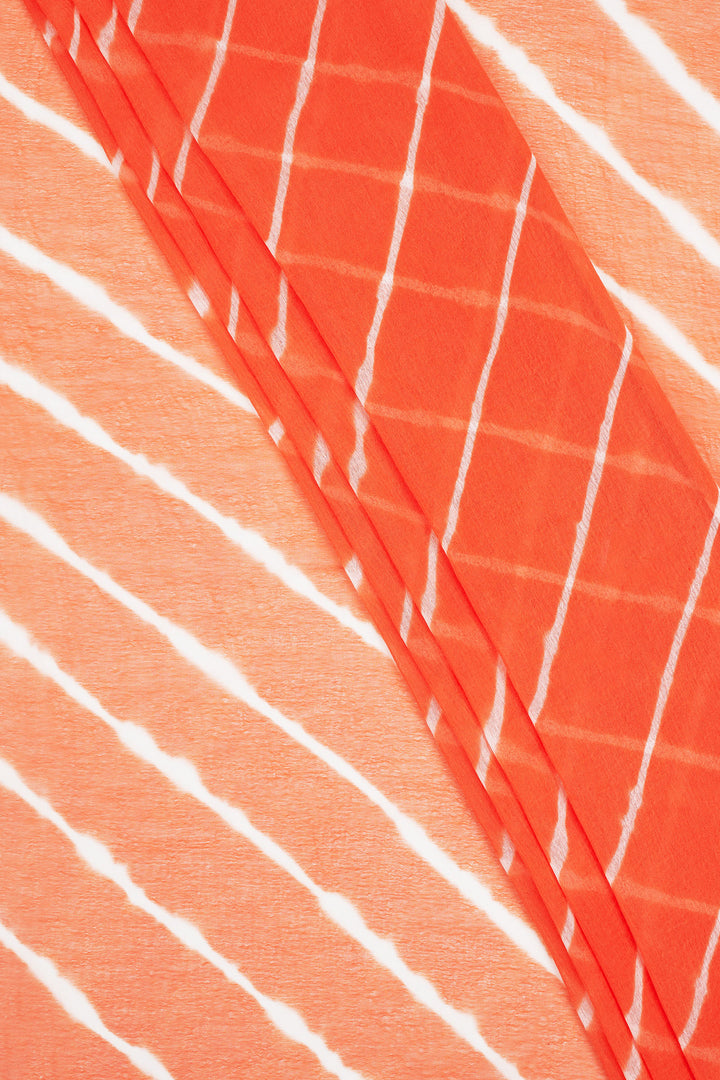 Teejh Pica Chiffon Peach Leheriya Saree