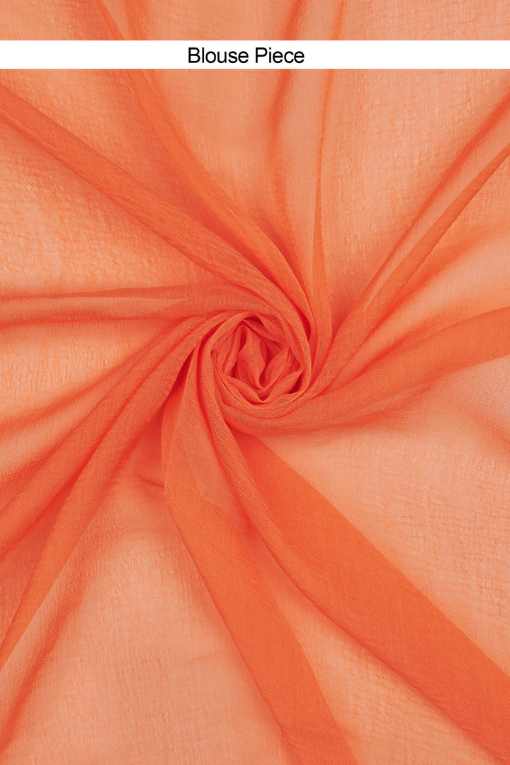 Teejh Pica Chiffon Peach Leheriya Saree