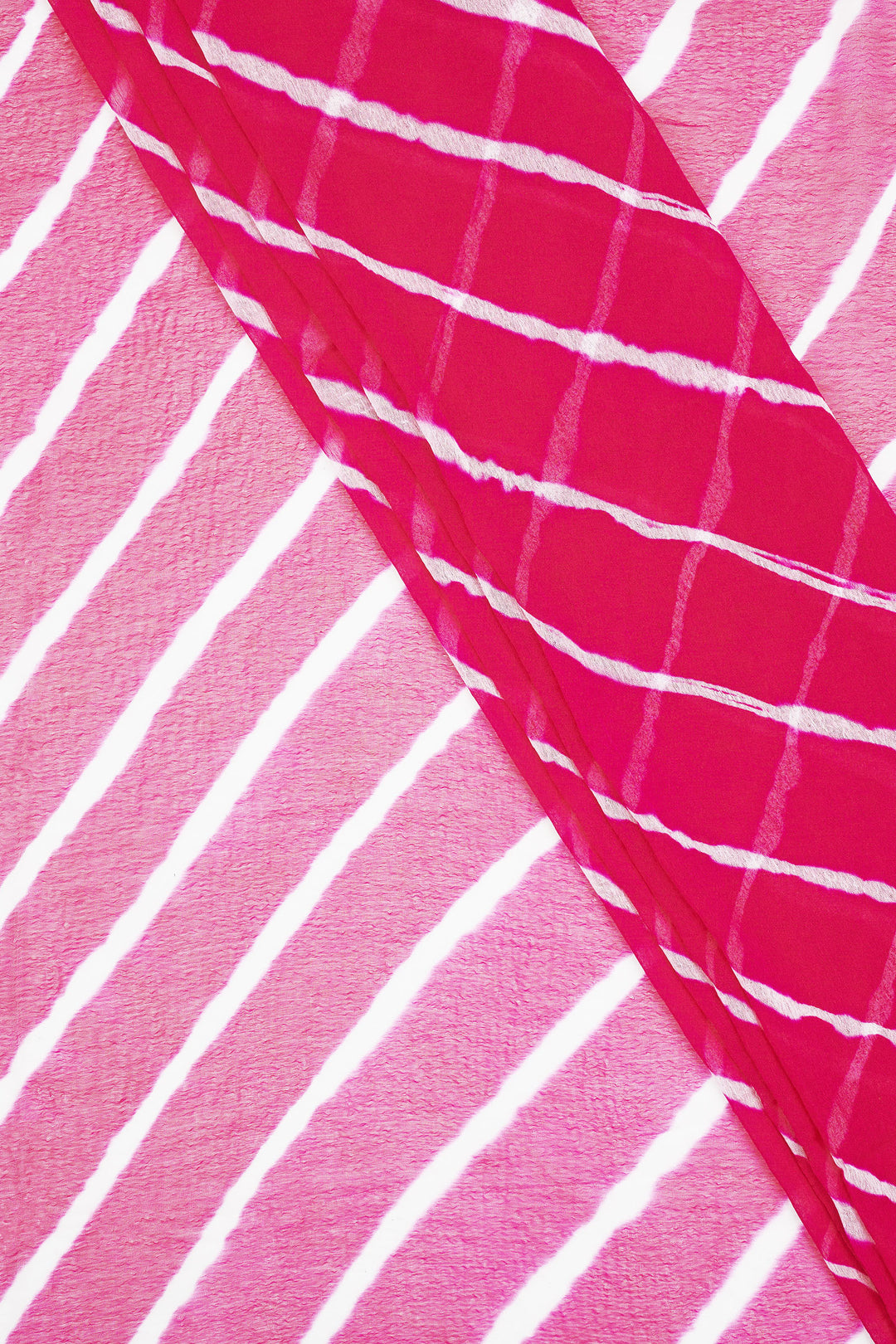 Teejh Gulabo Chiffon Hot Pink Leheriya Saree