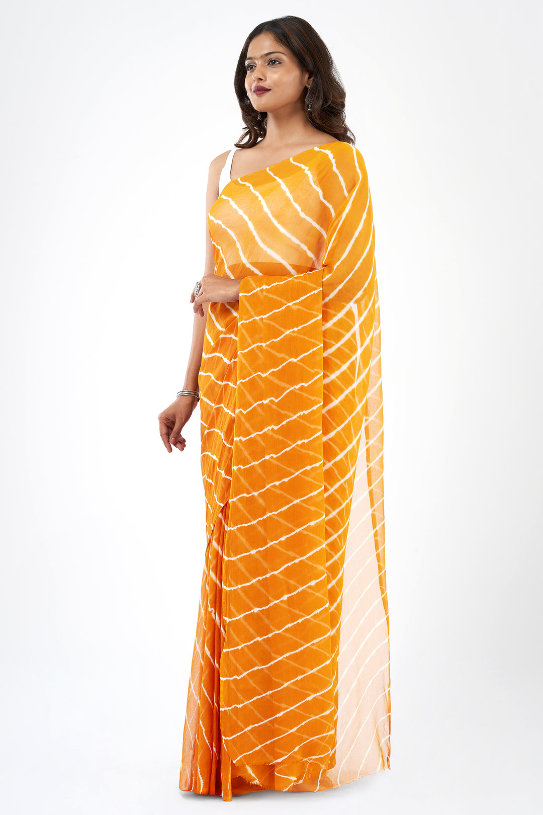 Teejh Rai Chiffon Mustard Leheriya Saree
