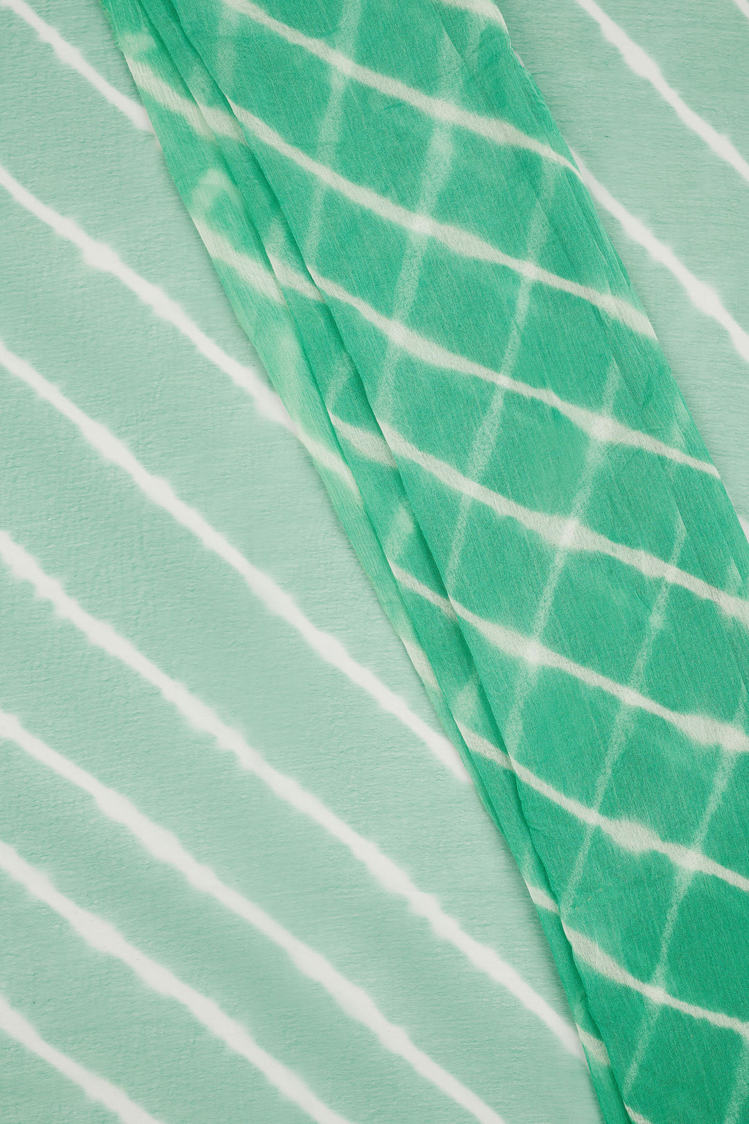 Teejh Baadal Chiffon Sea Green Leheriya Saree