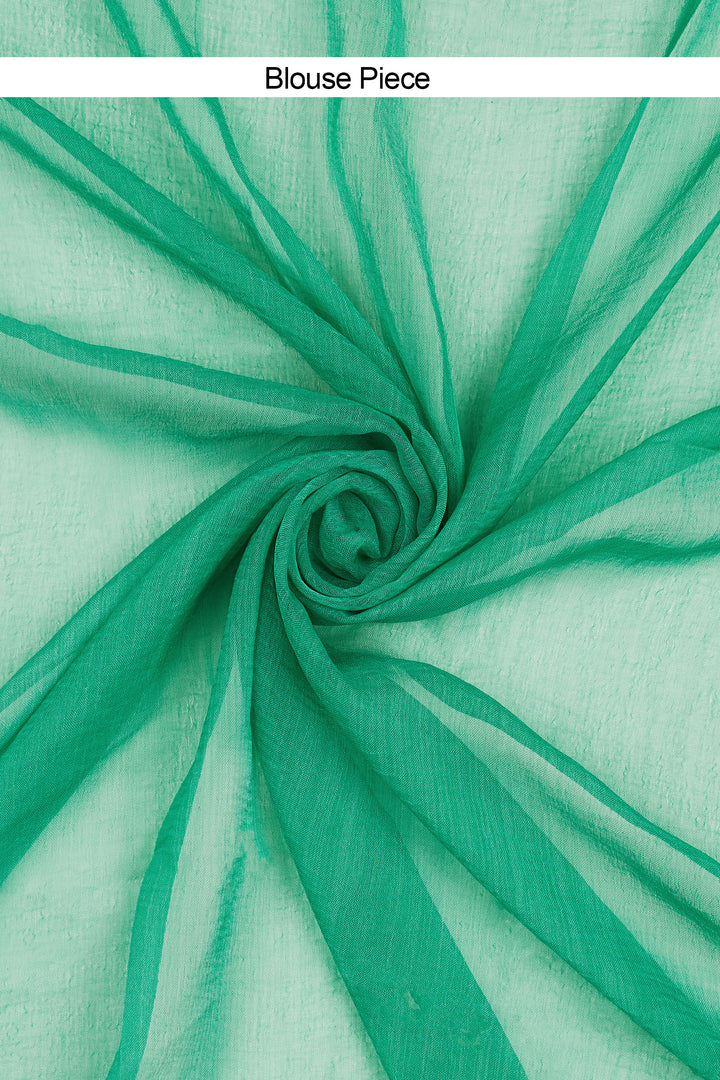 Teejh Baadal Chiffon Sea Green Leheriya Saree