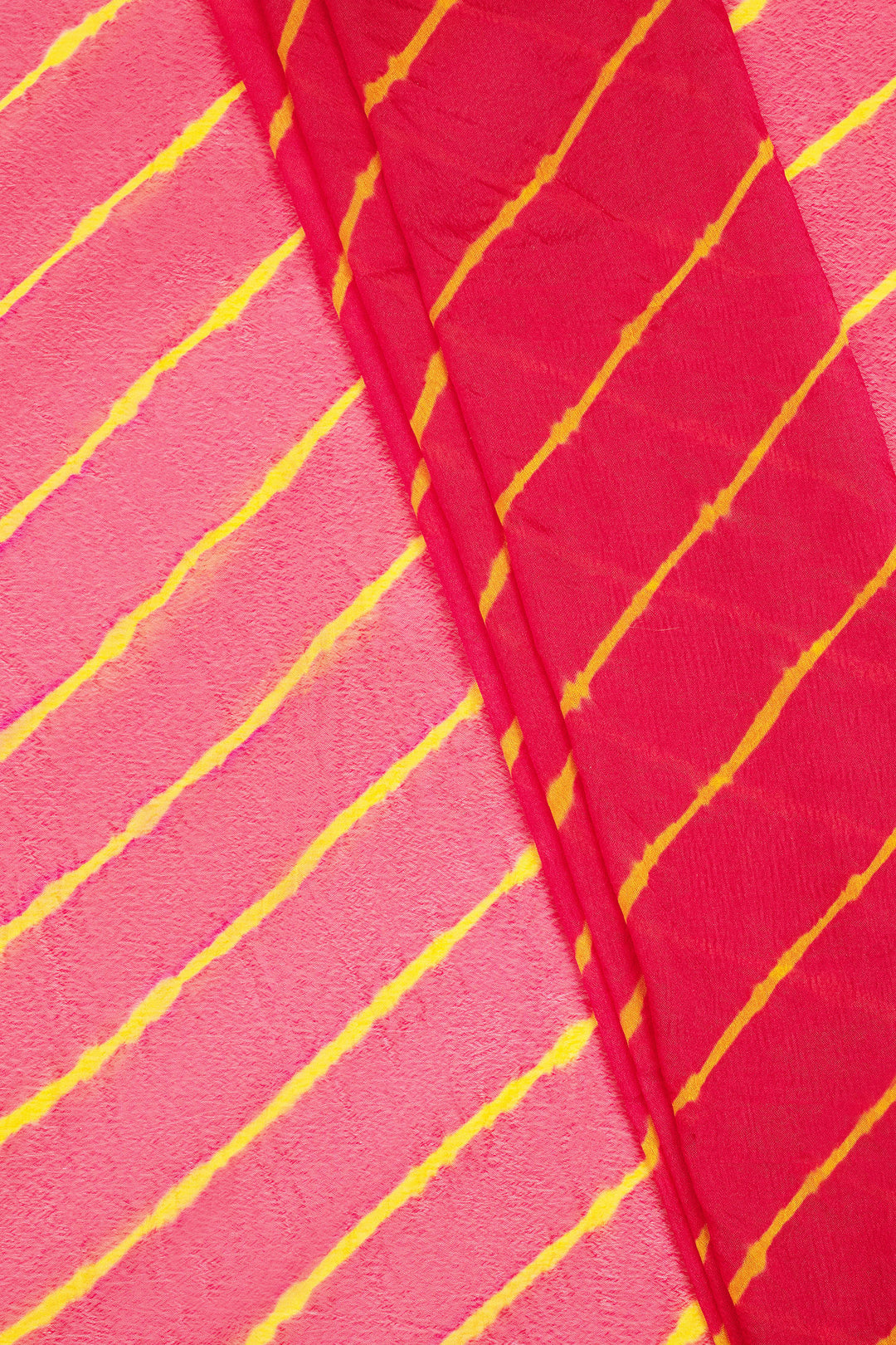Teejh Sagarika  Chinon Pink and Yellow Leheriya Saree