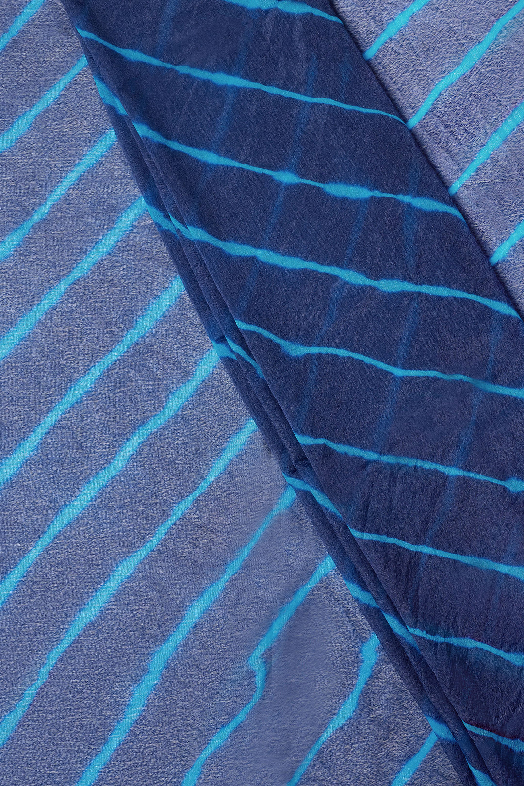 Teejh Samudra Chinon Dark Blue and Light Blue Leheriya Saree