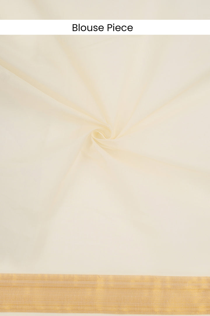 Teejh Kairavi Cotton Off white and Golden Kasavu Saree