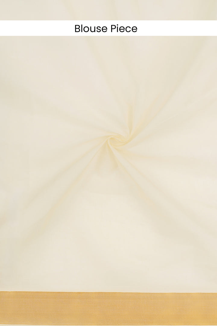 Teejh Revai Cotton Off white and Golden Kasavu Saree