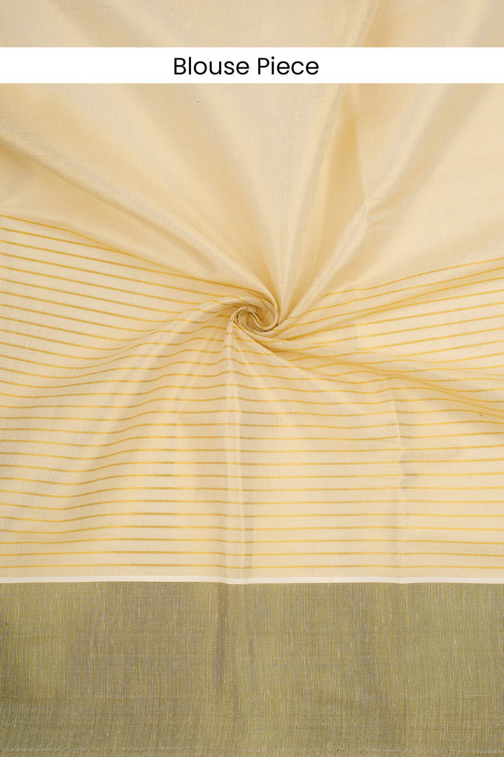 Teejh Aronya Tissue Off white and Green Kasavu Saree