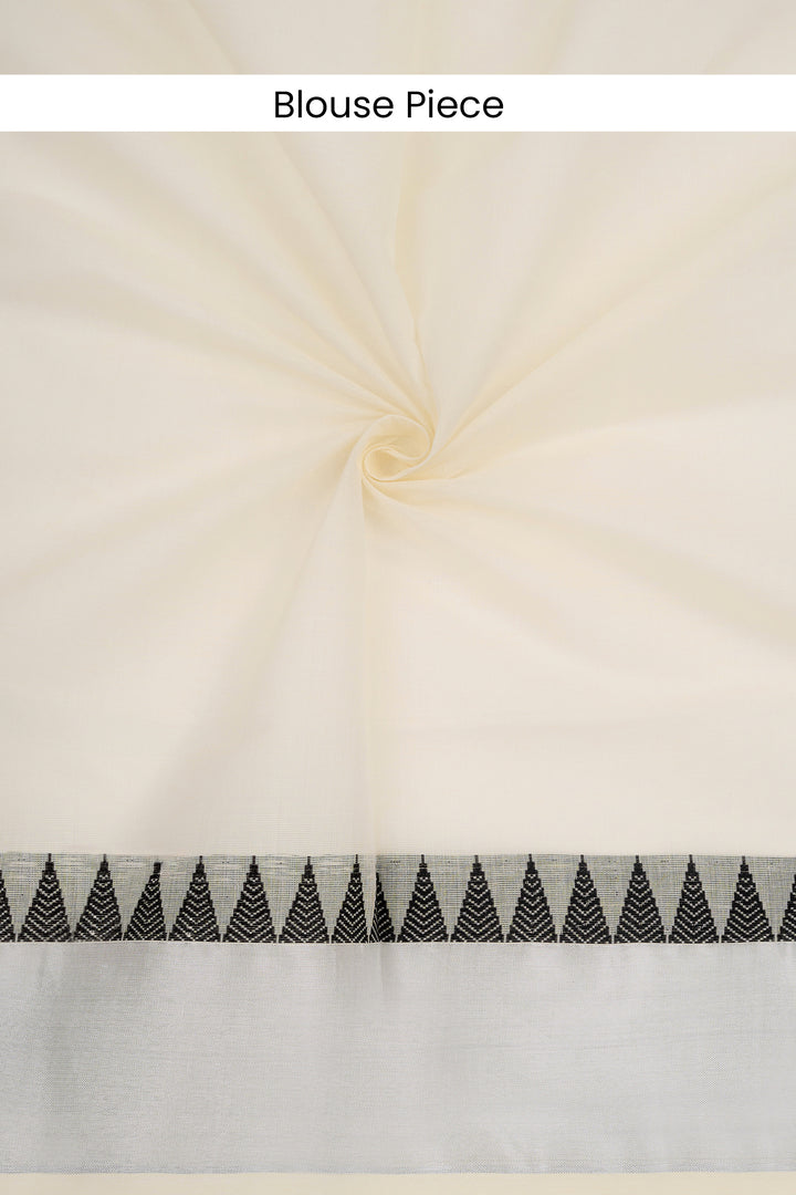 Teejh Parinay Cotton Off white and Black Kasavu Saree