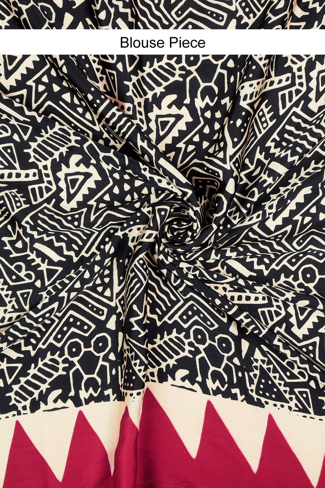 Teejh Nihala Black and Red Digital Print Modal Silk Saree