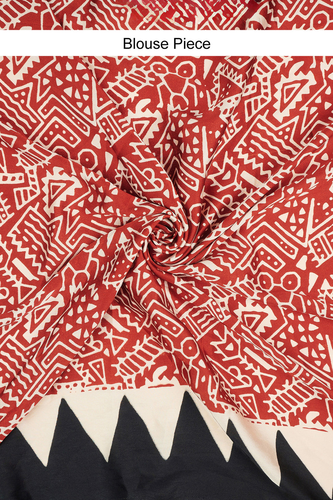 Teejh Preshka Red and Black Digital Print Modal Silk Saree