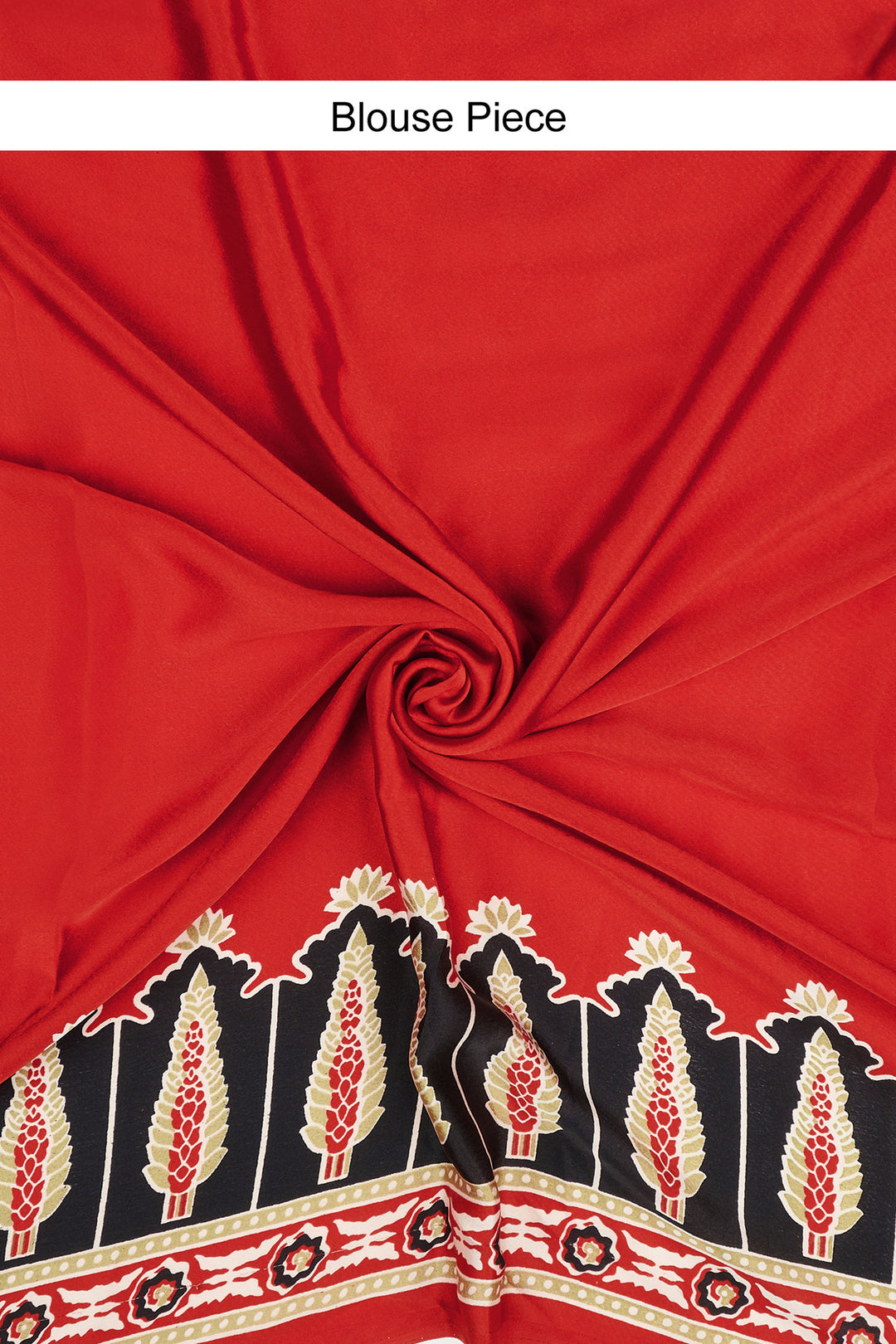 Teejh Rayza Off white, Sage and Red Digital Print Modal Silk Saree