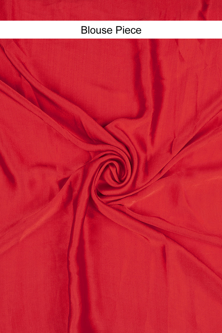 Teejh Aroka cream and Red Digital Print Modal Silk Saree