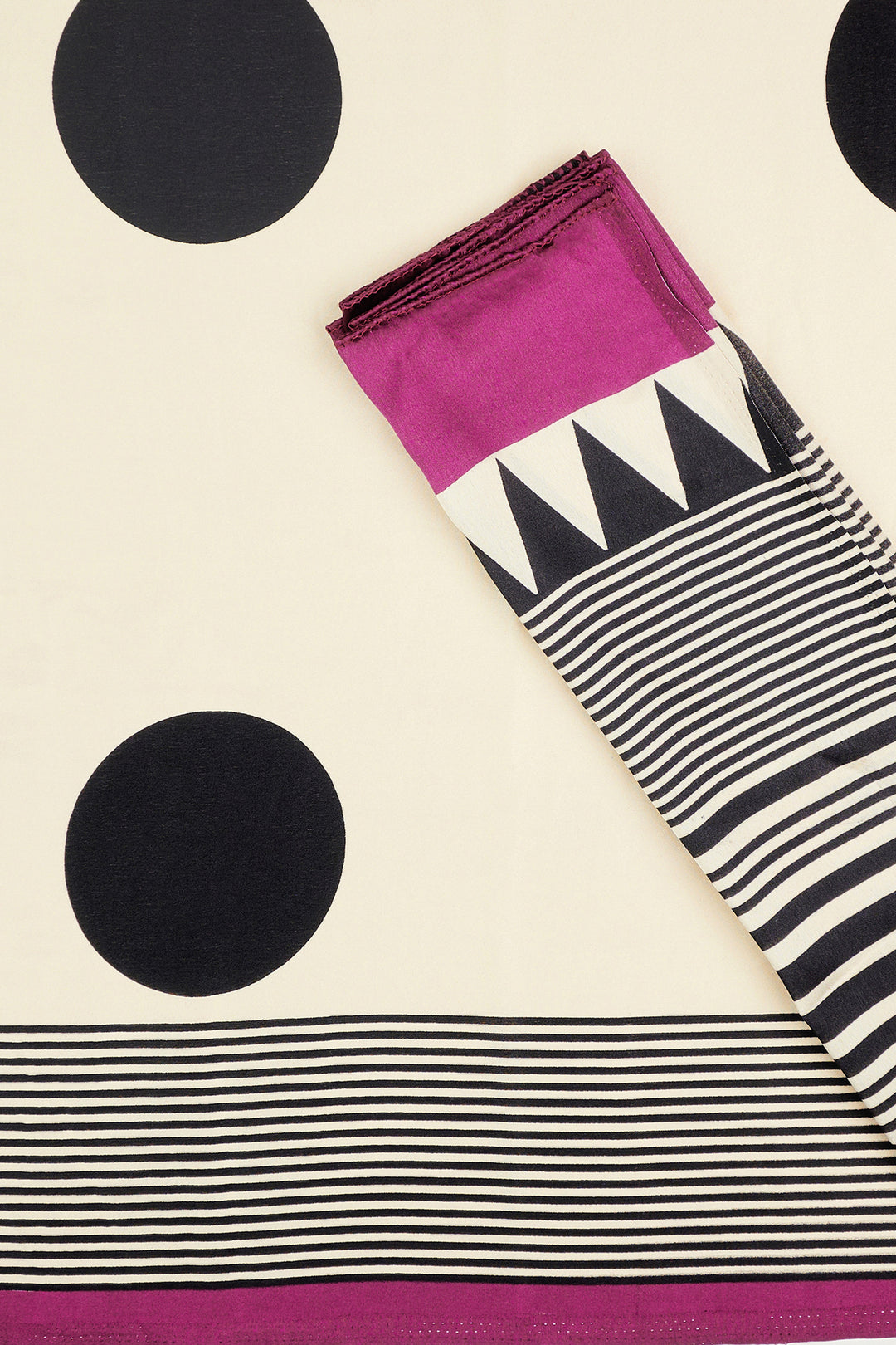 Teejh Afrina Cream, Black and Magenta Digital Print Modal Silk Saree