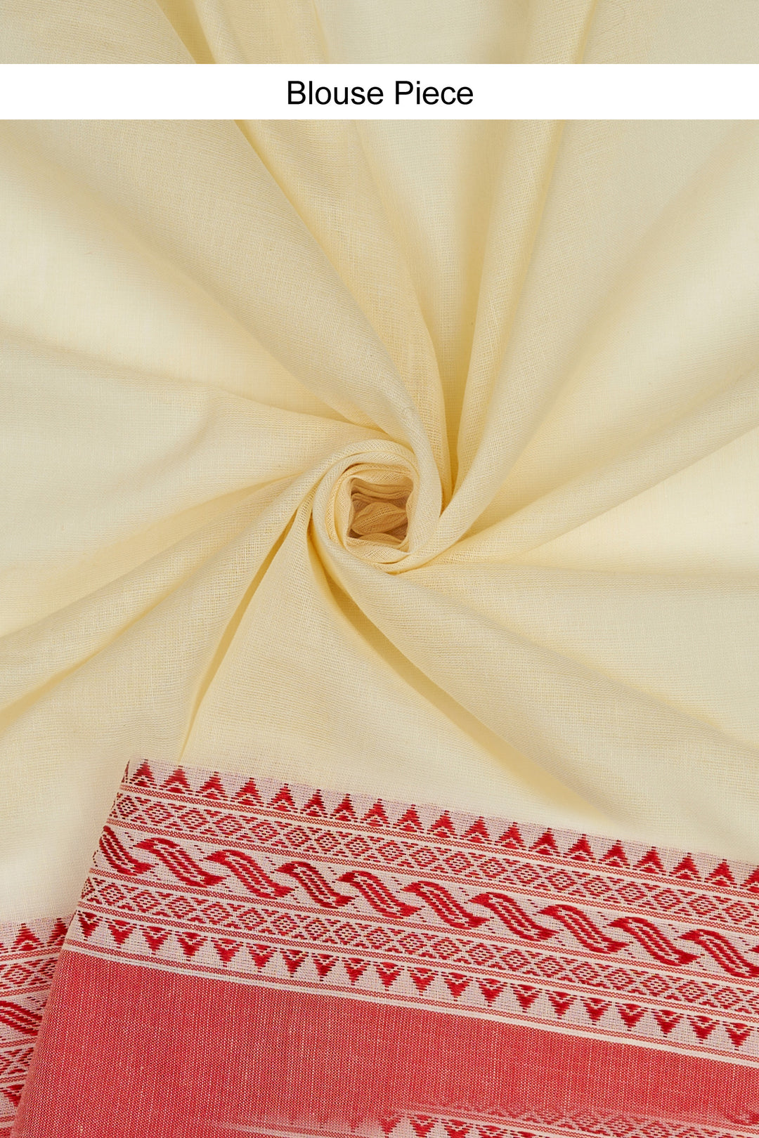 Teejh Mahishmardini  OffWhite &amp; Red Cotton Saree