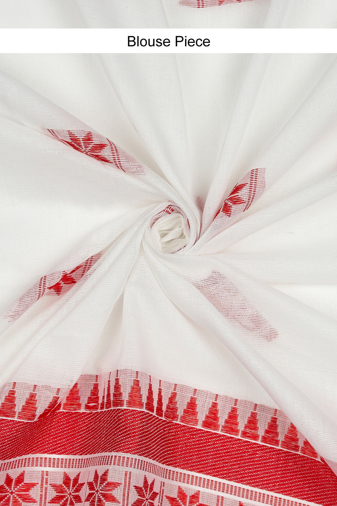 Teejh Deepanjali OffWhite &amp; Red Cotton Saree