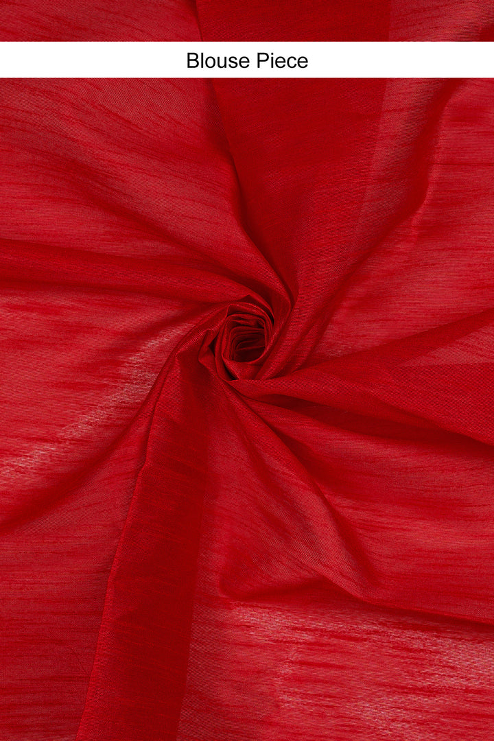 Teejh Navadurga OffWhite &amp; Red Linen Saree