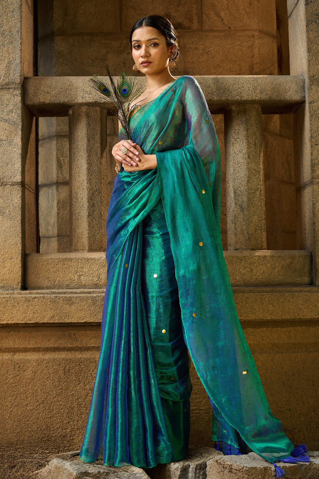 Teejh Jalpari Raga Tissue Saree
