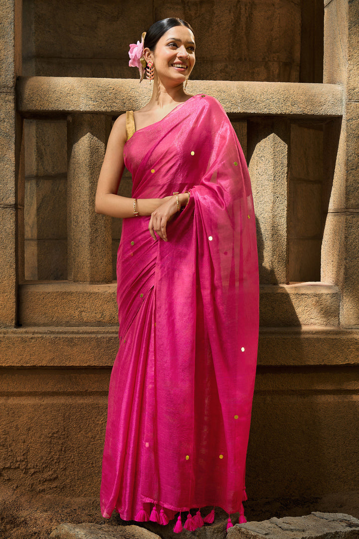 Teejh Gulnaar Raga Tissue Saree