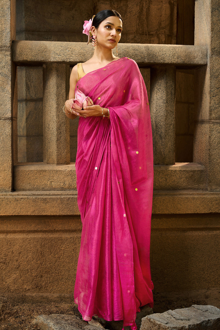 Teejh Gulnaar Raga Tissue Saree