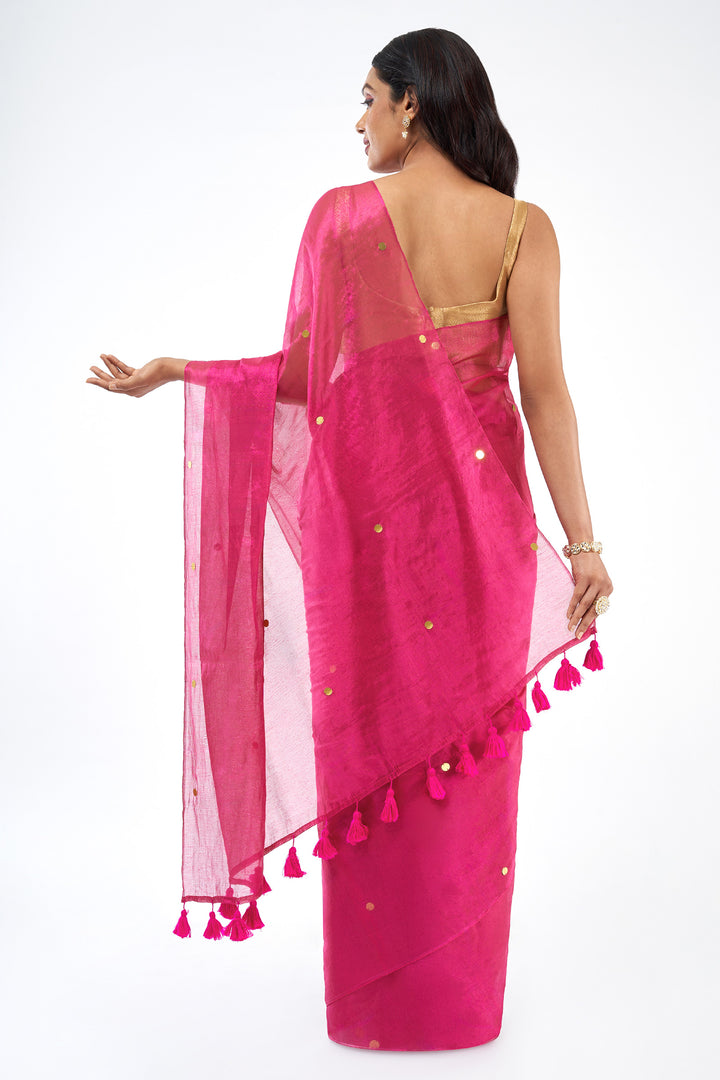 Teejh Gulnaar Raga Tissue Saree
