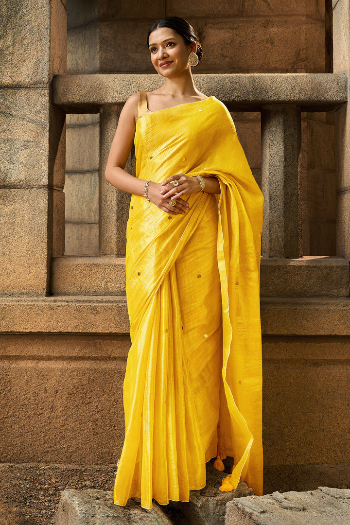 Teejh Sunheri Raga Tissue Saree